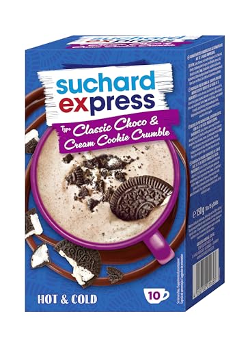 Suchard Express Classic Choco & Cream Cookie Crumble Trinkschokolade 10x 15g Sticks einzelne Tassen-Portionen Heiß & Kalt genießen