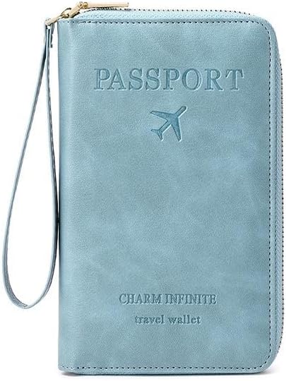 Passport Holder - Multifunctional Anti-Theft Passport Wallet, PU Leather Travel Organizer, Fits Passport/Cards/Boarding Pass (blue) - Image 1 of 5