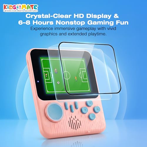 Image of Kidsmate Handheld Gaming Console Video Game for Kids with 666 Built-in Retro Games | Rechargeable Battery, Compact Design with TV Connectivity for Big Screen Play | Ideal for Fun & Learning (Pink)