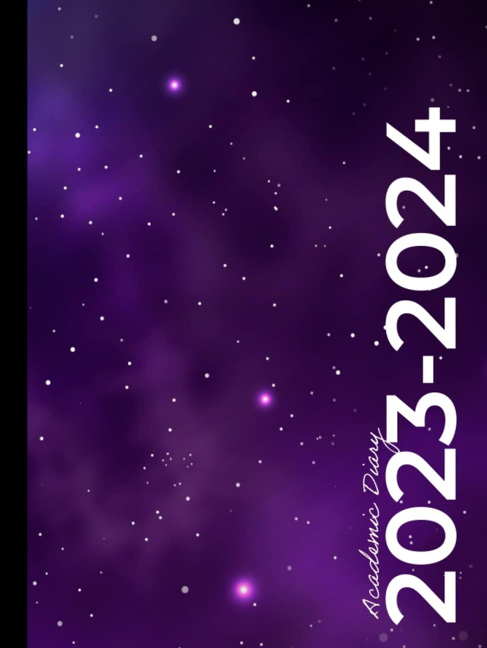 Academic Diary A4 Week To View | Galaxy Stars Hardback: Large Mid Year Planner | August 2023 - July 2024 | UK Holidays & Moon Phases