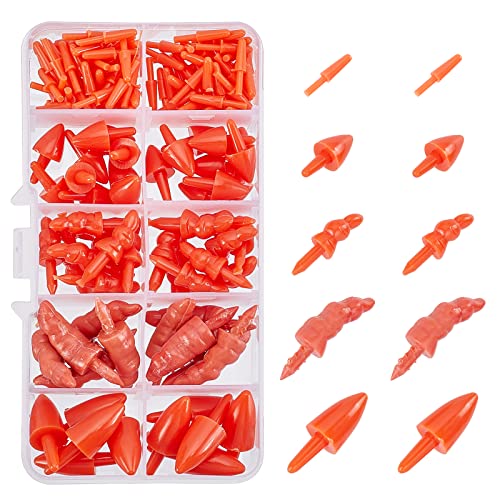 arricraft 160 Pcs Christmas Snowman Nose Findings Orange Red Snowman Nose Accessories Plastic Toy Nose for Christmas Snowman DIY Decoration Crafts