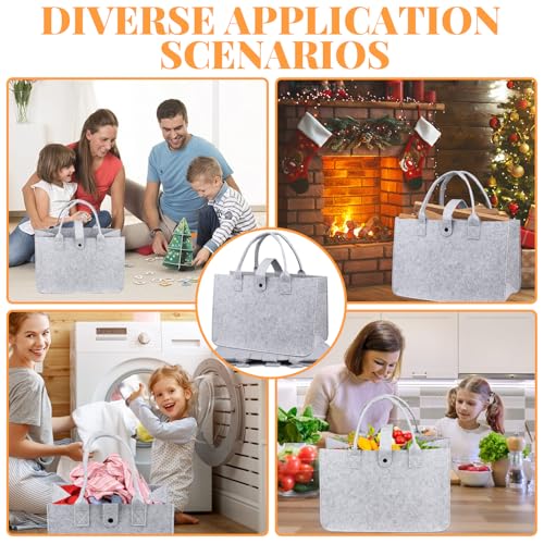 Dawumin Filztasche Groß Einkaufstasche, Filztaschen Shopper, Faltbar Filzkorb, Tragetasche Shopping Bag, Tasche Filz zur Einkaufen, Ausgehen, Aufbewahrung, Reisen, Picknick, 40x26x20cm (Grau)