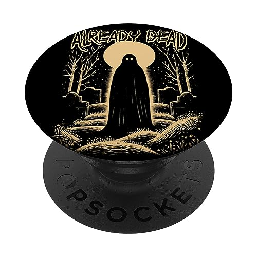 Already Dead Ghost In The Graveyard Haunts The Night PopSockets Swappable PopGrip, Black