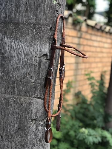 cabeçada em couro de bode trançado rado de tatu para cavalos produto artesanal