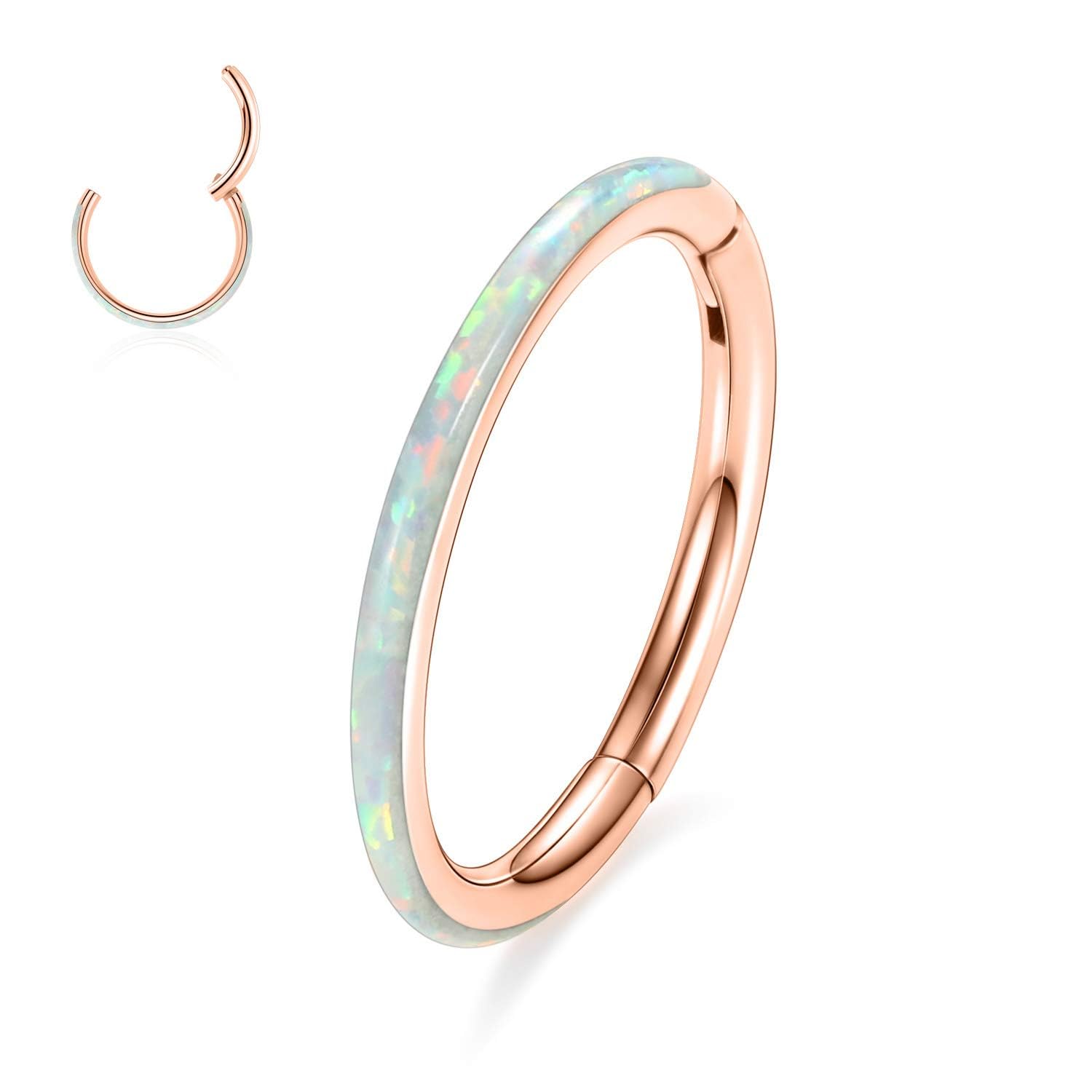 PEAKLINK Hinged Nose Hoop Ring Surgical Steel Conch Cartilage Helix Lobe Earring for Septum Lip Tragus Daith Rook Orbital Belly Nose Piercing Jewelry