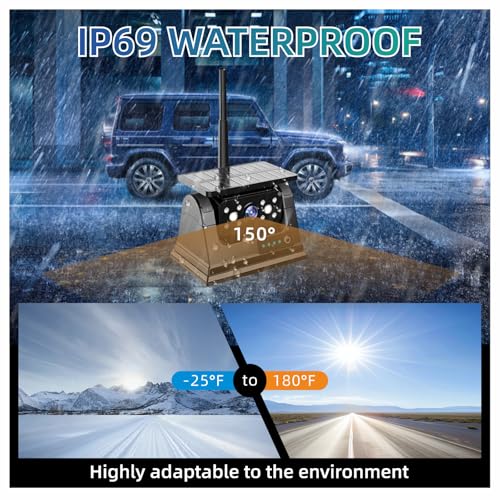 Image of 1080P Magnetic Solar Wireless Backup Camera, 9600mAh Rechargeable Battery Powered Reversing Camera, App Control WiFi Backup Camera, Easy to Install with no Drills, for RV, Trailer, Truck