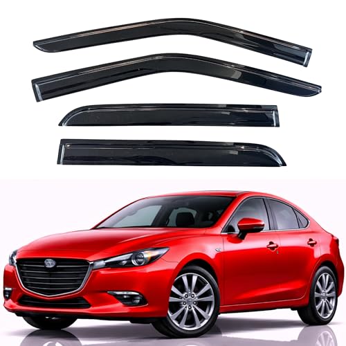 Image of KPY Rain Guards Fit for 2014-2018 Mazda 3, Out-Channel Window Visors Vent Wind Deflectors 4PC, Car Accessories for 14-18 Mazda 3