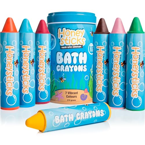 Image of Honeysticks Super Jumbo Bath Crayons Non Toxic (7 Pack) for Toddlers 1-3 and Kids 4-8, Natural Beeswax Crayons, Food-Grade Colors, Fragrance Free, Non Irritating, Bath Toys for Bathtub, Shower, Gift