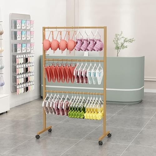 Estante de exhibición de lencería rodante, soporte ajustable para sujetadores, colgador de tienda de ropa, estantería minorista para trajes de baño, bikini y ropa de playa, accesorio de ropa comercial