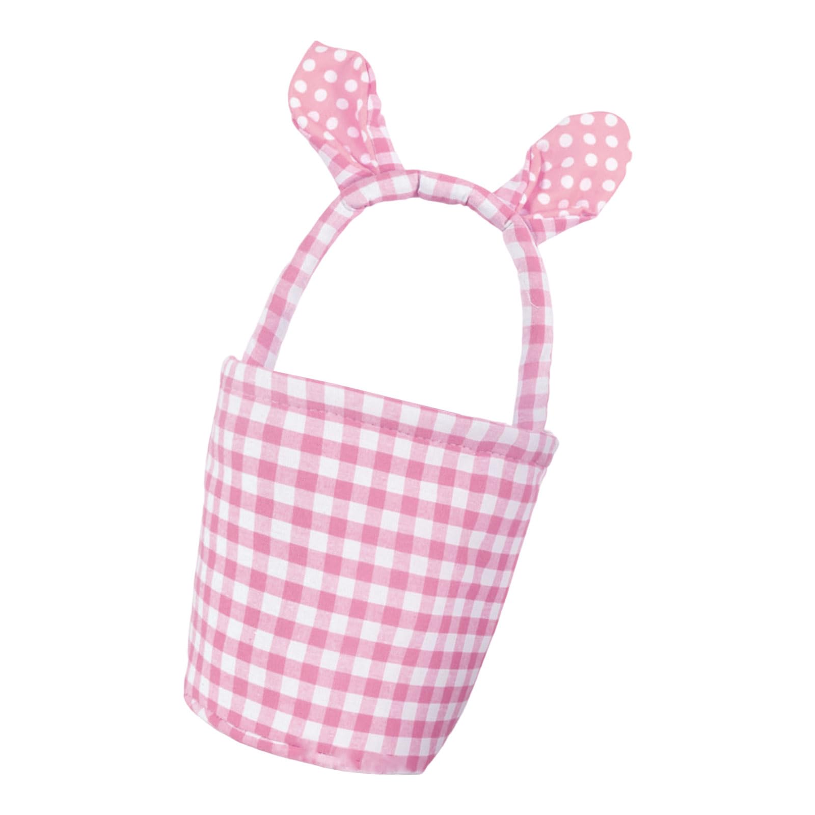 Nucelit Easters Rabbits Ear Decorative Storage Basket Striped Fabric Woven Handled Bin for Eggs Hunts Treats Home Decors Easters Celebration Basket