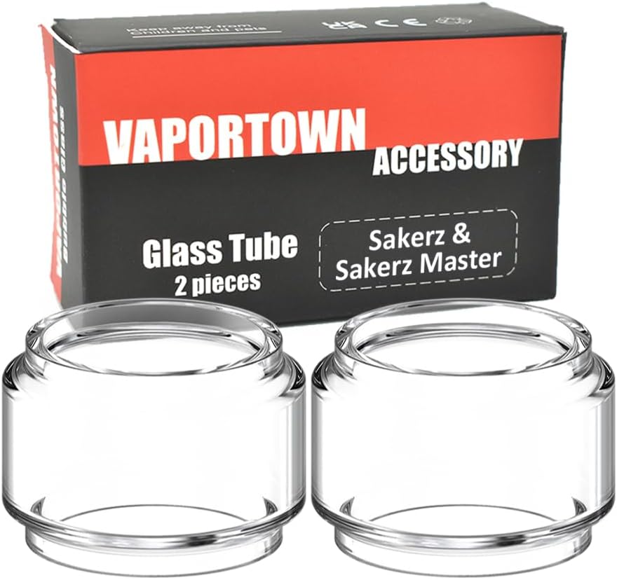 Vaportown 2X Spare Bubble Glass Tube for Horizon Sakerz Tank and Sakerz Master Transparent Fatboy Replacement Bulb Glass for Horizontech Sakerz Sub Ohm Tank