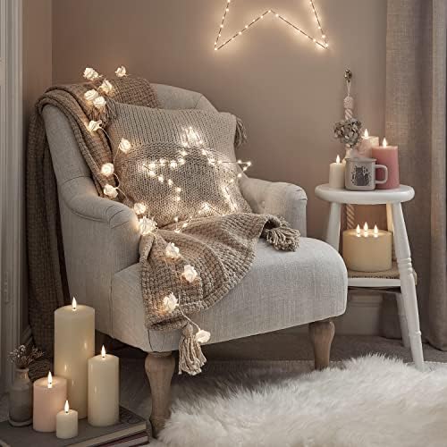 Lights4fun TruGlow® Large Chapel Candle Battery LED Flameless with Timer Real Ivory Wax (H) 30cm
