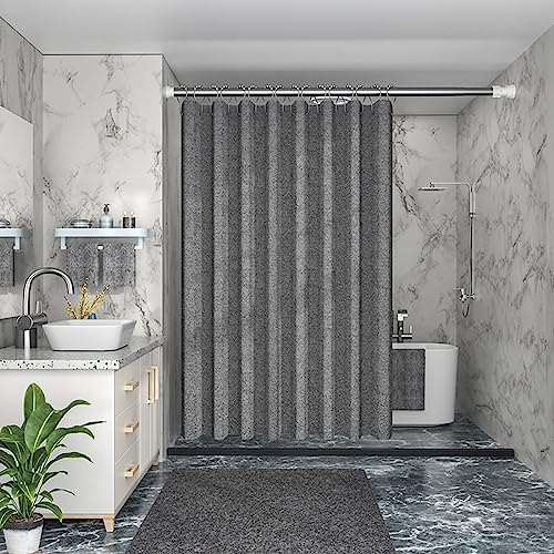ANAZOZ Rideau de Douche, 240x200cm, Couleur Unie Moderne, Gris, Polyester, Rideau de Baignoire Anti-moisissure avec Anneaux