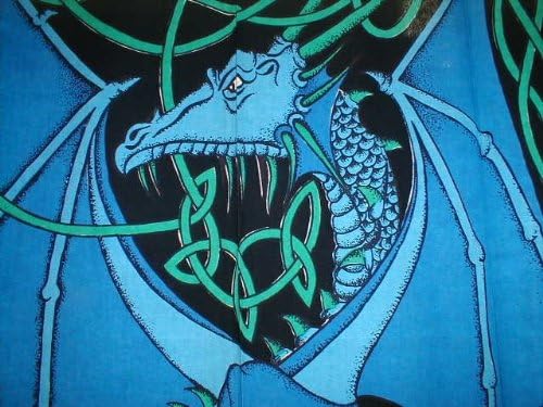 Celtic Dragon Tab Top Curtain-Drape-Door Panel-Blue