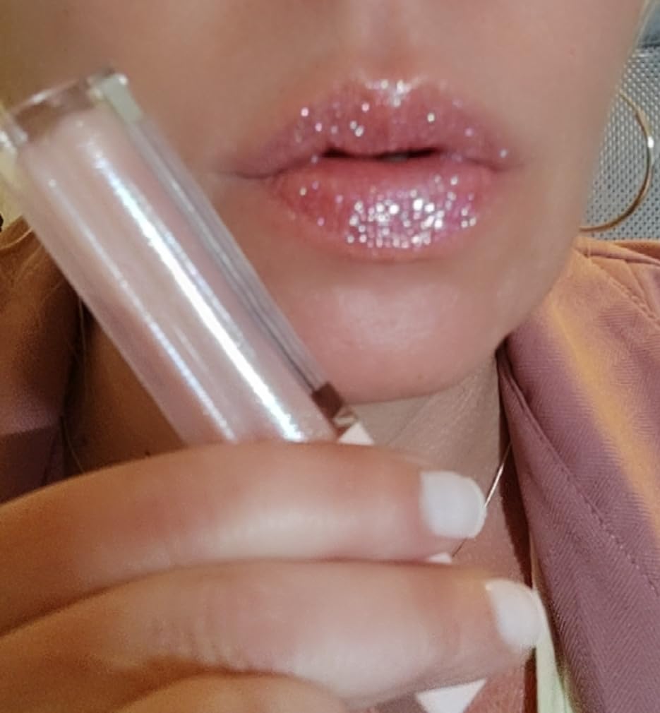 Labial Gloss Luz Led y Espejo Incorporado Glitter Vitamina E Aceite Jojoba Para Oscuridad Coche Disco