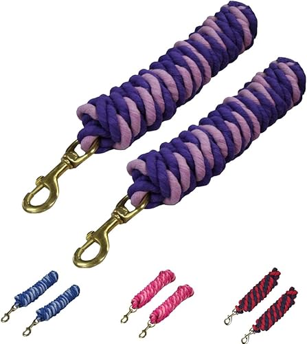 Derby Originals Par de 2 cuerdas trenzadas de algodón de 10 pies con perno de latón para caballos y ganado