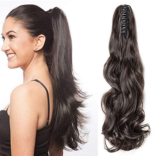 18"(45cm) Coleta Postiza con Pinza Pelo Sintético Se Ve Natural Extensiones de...