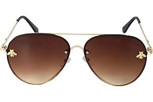 Fashion Culture Women's Buzzed Bee Charm Aviator Sunglasses - 100% UV Protection