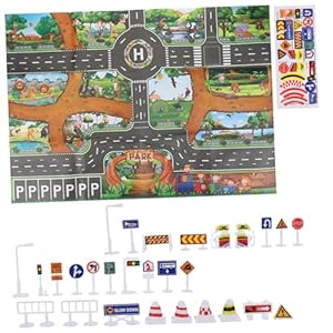 BESPORTBLE Verkehrsspielmatte mit Verkehrszeichen 1 Satz