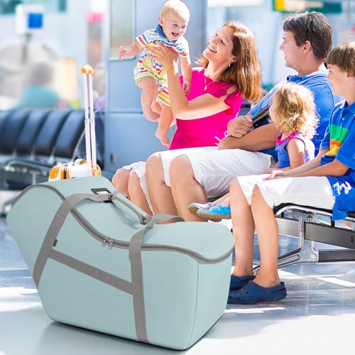 Image of Padded Car Seat Bag Compatible with Most Nuna Pipa Car Seats UPPAbaby MESA V2 without Base & Chicco KeyFit 30 and Base, Car Seat Travel Bag for Airplanes, Light Cyan
