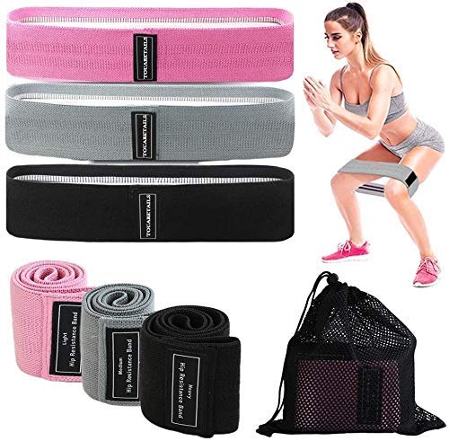 Ochitya Fabric Resistance Bands for Legs, Glute and Butt, Non-Slip Workout Resistance Loop Bands,Exercise Bands for Women,Thick Elastic Fabric Fitness Bands for Home Gym, Pack of 3-image-43