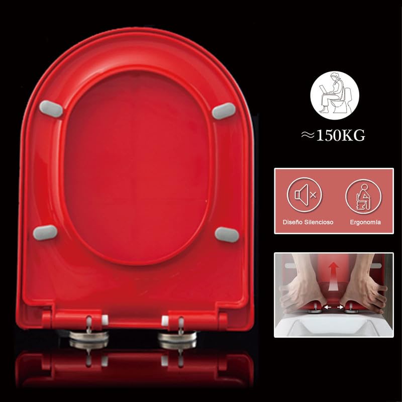 Tapa WC Forma U Universal, Asiento de Inodoro de Cierre Suave en Forma de D con Liberación Rápida para una Fácil Limpieza, Fácil Montaje, Tapa de Inodoro de PP, 46x36cm, Morado