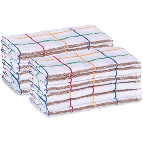 MERCURY TEXTIL - 100% Cotton Kitchen Towels, Set of 12 Multi-Coloured Tea Towels 50 x 45 cm Very Absorbent, Soft and Resistant Cover