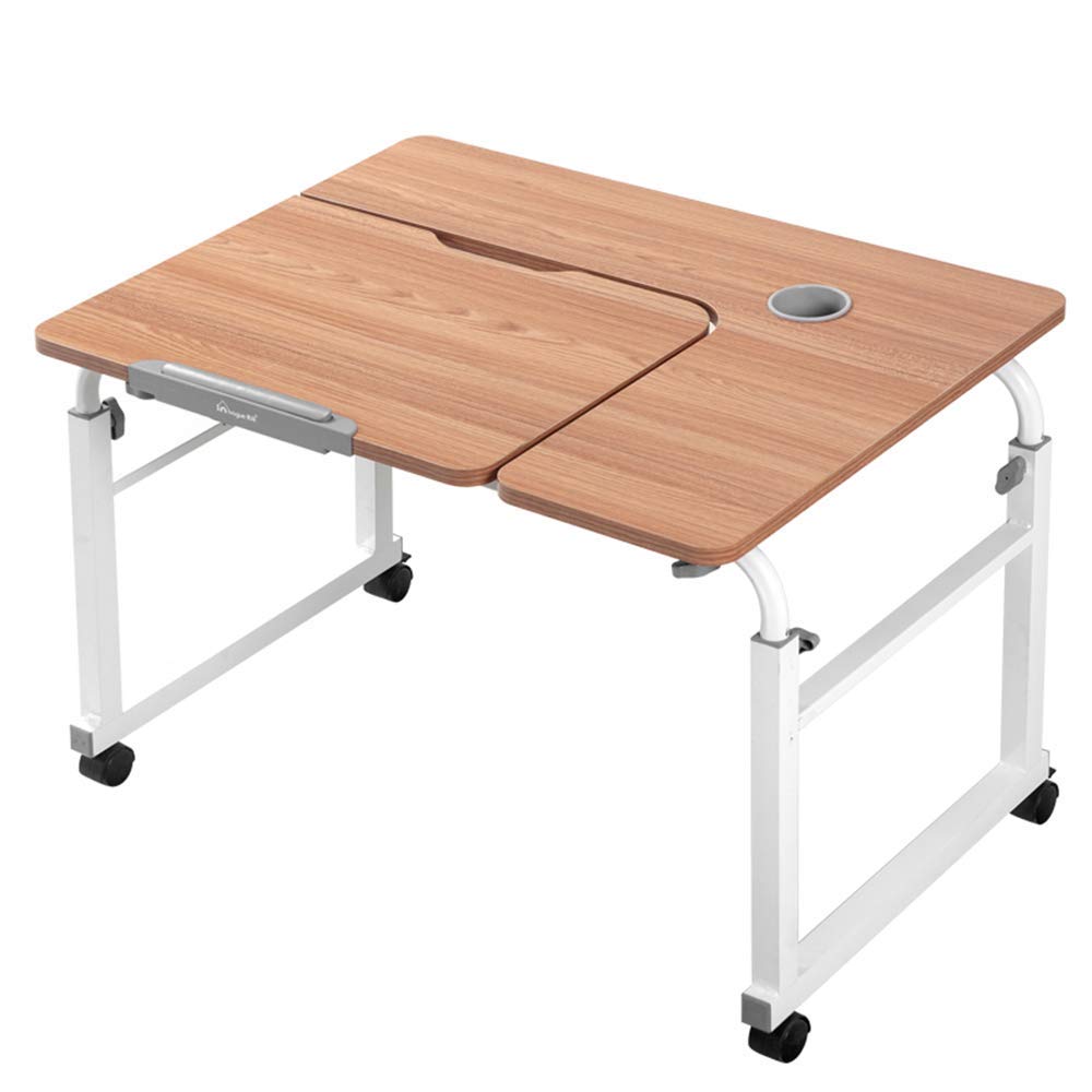 Folding Table Adjustable Simple Movable Bedside Table Desktop Learning Computer Desk 2 Colors Optional Size Optional Can be rotated (Color : White, Size : 600 1200mm)