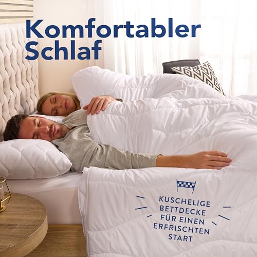 John Cotton 4 Jahreszeiten Bettdecke 135x200 - Atmungsaktive 3-in-1 Bettdecken für Sommer & Winter | Oeko-Test Zertifiziert Steppdecke, Warme Schlafdecke | Winterdecke 135 x 200 cm