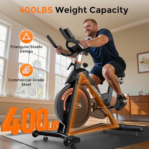 YOSUDA Magnetic Exercise Bike,Stationary Bikes for Home with Exclusive App, 400 lbs Weight Capacity & 50 lbs Flywheel, Indoor Cycling Bike with Tablet Holder & Adjustable Seat and Handlebars3