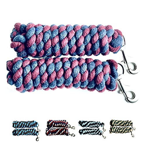 Majestic Ally Pack of 2 Solid Cotton Lead Rope for Horses & Livestock, 10 Foot Long and 5/8 inch Thick