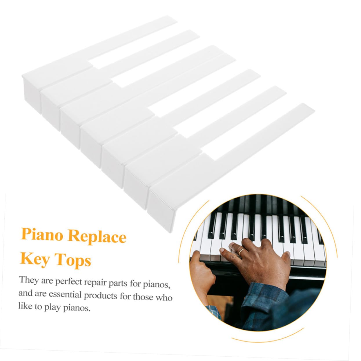 52 Piezas Kit Teclas Repuesto Piano Duraderas Accesorio Reparación Instrumento Musical Práctico Compacto Portátil