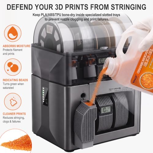 Image of (8 LBS) Orange Indicating Silica Gel Desiccant Beads | Cobalt Chloride-Free, Non-Toxic, Reusable, 3-5mm silica beads for 3D Printer Filament, Camera, Gun Safe, Electronics, Jewelry