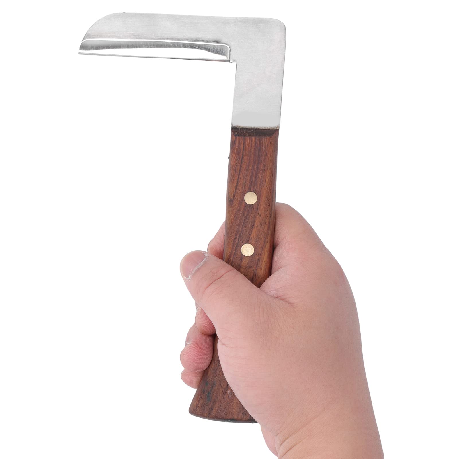 Jiawu Hufmesser, Hufmesser in L-Form aus Stahl mit Holzgriff, für Links- oder Rechtshänder, Hufschneidewerkzeug für Farmpferde, Hufschneider für Pferde, Pferdehufschneider(#2)