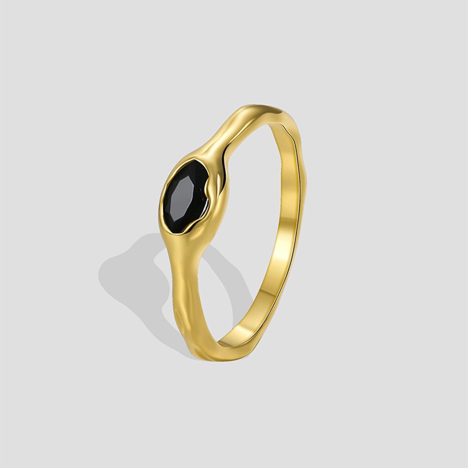 Anillos Mujer Boda Oval con Ónix, Anillos de Boda Oro Amarillo para Mujer 9K/14K/18 Kilates, Oro