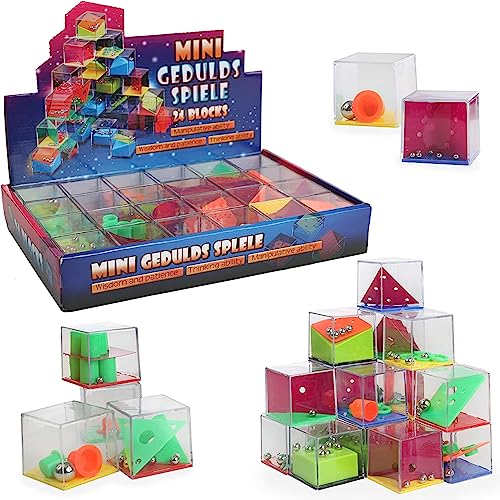 AM ANNA 24 Pcs Brain Teaser Puzzle for Boys, Girls, Teens, Party Favors,Mini Fidget Puzzle Box Assorted 3D Cube Balance Iq Maze Cube, Challenge Decompression Birthday Party Favors Goodie Bag Fillers