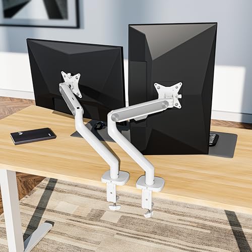 Image of ErgoYou Premium Gas Spring Adjustable Monitor Arm Stand VESA Mount - Weight Capacity 2-9 kgs - Supports 13-32 inch Screens - Height Adjustable Clamp & Grommet Mount - 360 Degree Rotation - G4 Series White