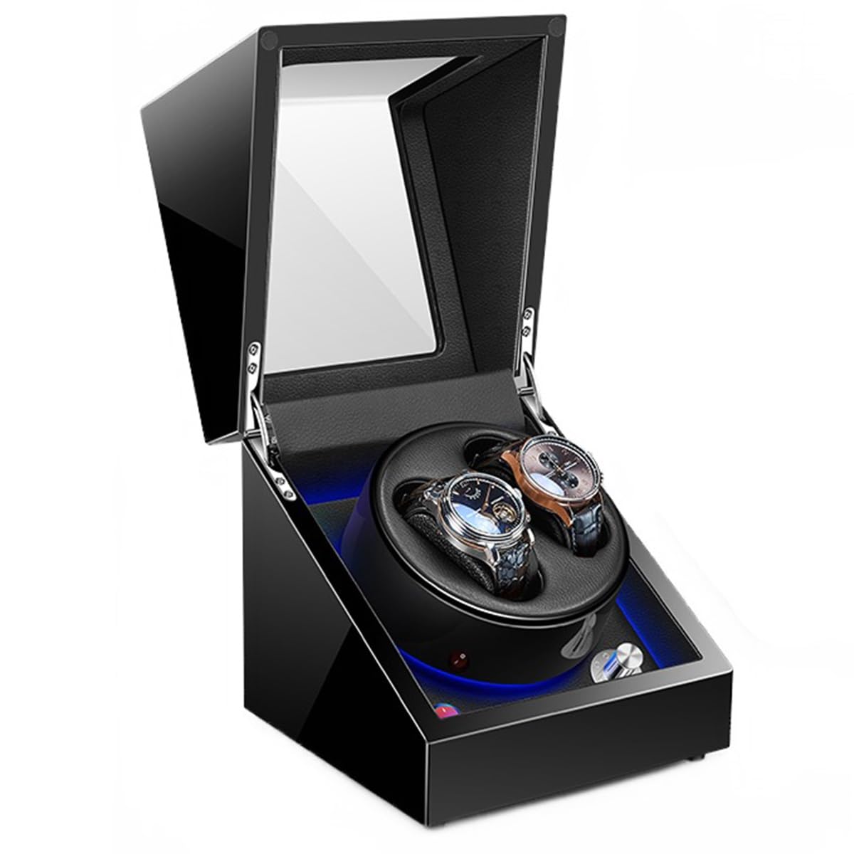 MYUYEE Automatic Watch Winder For 2 Watches Storage Case With Quiet Running Motor Soft Flexible Watch Pillows Wristwatch Winding Display Box (A-2+0)