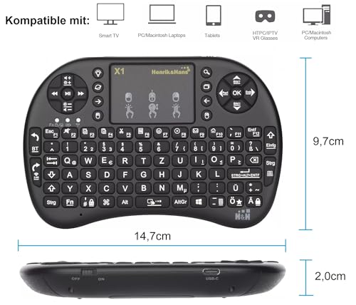 Clavier tactile sans fil Henrik&Hans avec télécommande 2,4 G - 3