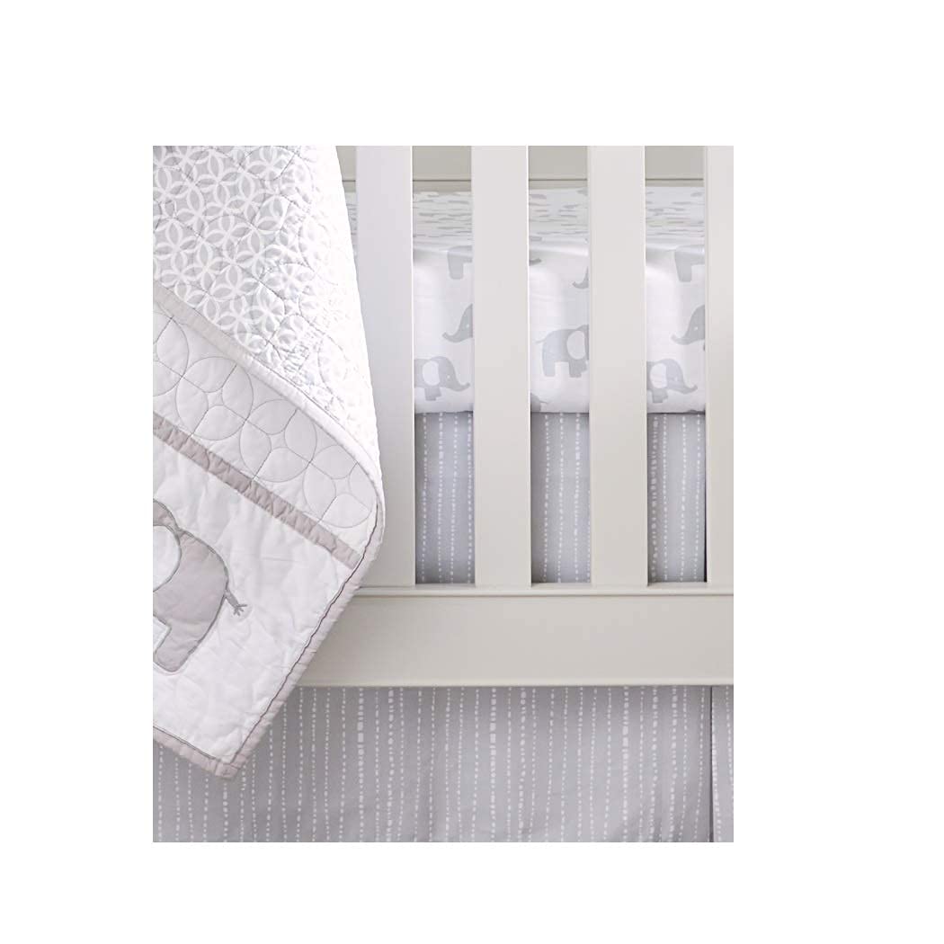 Wendy Bellissimo Dust Ruffle + Baby Crib Skirt from The Hudson Collection - Dot in Grey + White