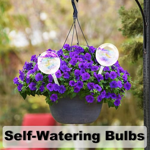 Pynqdfu PD33PT 4 Pcs Plant Watering Globes,Rainbow Gradient Glass Watering Devices,Self Watering Planter Insert Plant Accessories For Indoor,Outdoor,Flowerpot,Hanging Plants,Home Garden,8.7 Inch L×2.8 Inch D thumb #6