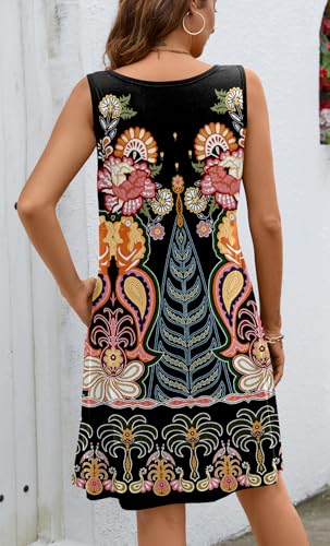 Image of Ladlop Summer Dresses for Women 2026 Beach Loose Casual A Line Dress Sleeveless V-Neck Sundress with Pockets
