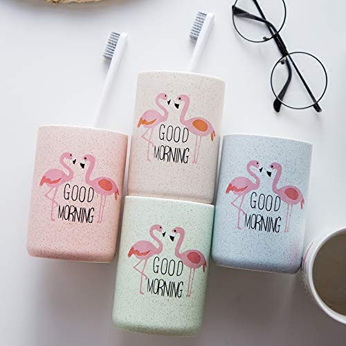YOURNELO Simple Flamingo Ceramics Bathroom Accessories Toothbrush Holder&Tumbler (White)