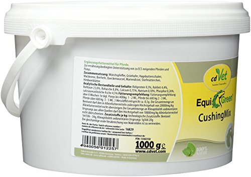 cdVet Naturprodukte EquiGreen CushingMix 1 kg, Pferde und Ponys, Stoffwechselprobleme, Entgiftungsorgane, Vitalstoffe, mit Möchspfeffer und Grünhafer