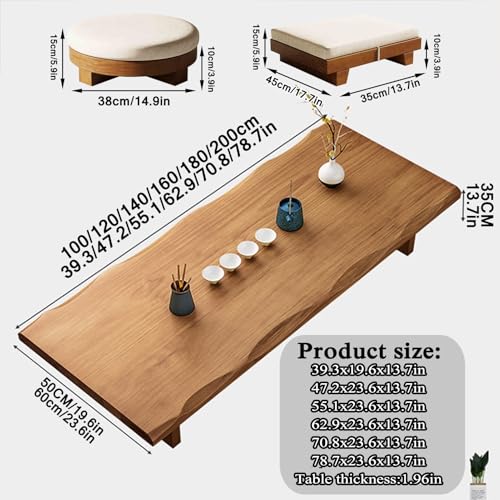 Table Basse Japonaise Bois Massif Noir pour Thé, Méditation et Réception