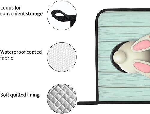 Miniatura 3 de Juego de 2 soportes para ollas de cola de conejo, huevos de Pascua, lindos conejos coloridos, para cocina, resistentes al calor, forro de algodón,