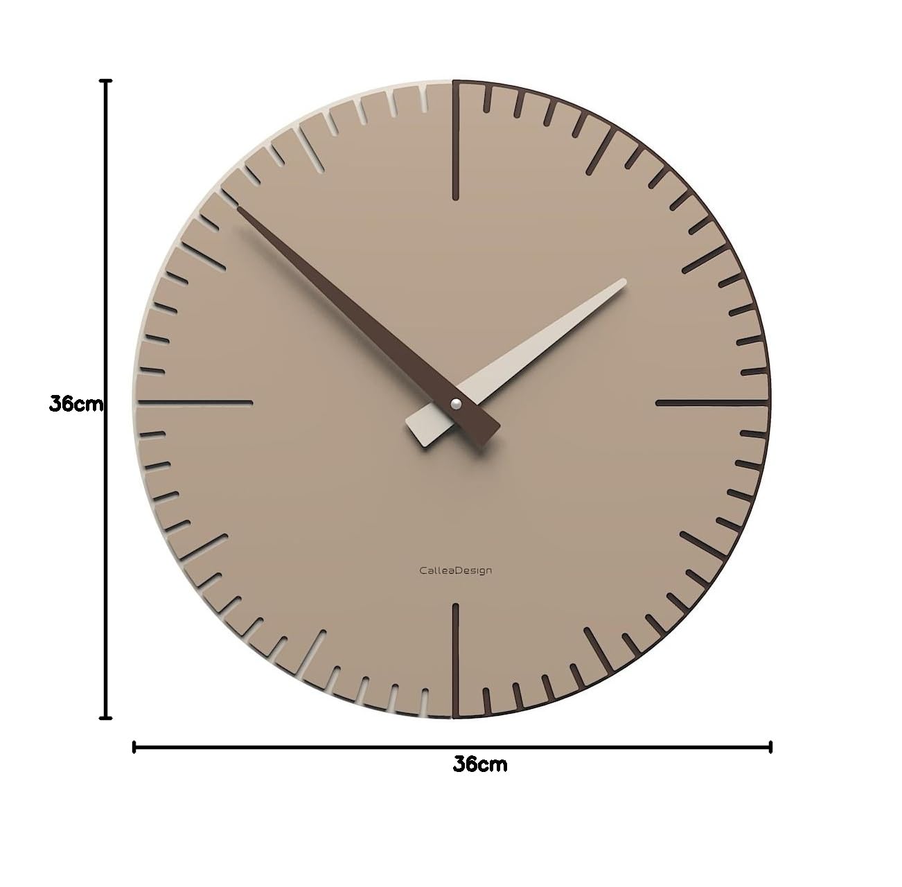 CalleaDesign Orologio da Parete Moderno Caffelatte 36 cm - Exacto Made in Italy - Design Artigianale in Legno con Meccanismo Tedesco Silenzioso