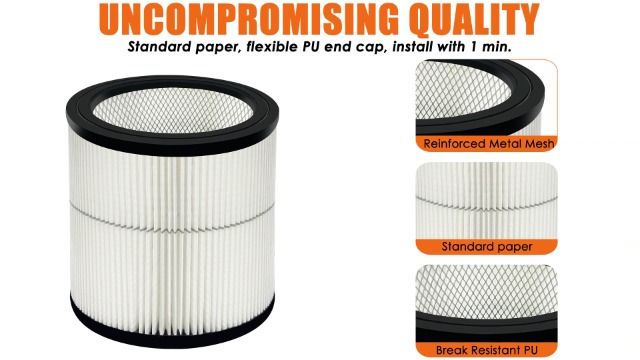 Image of 17884 Replacement Filter Fits Craftsman 6 8 12 16 Gallon Wet Dry Vacuums, Replaces 9-17884 General Purpose Vac Filter with 2x Wet Foam- 2 Pack