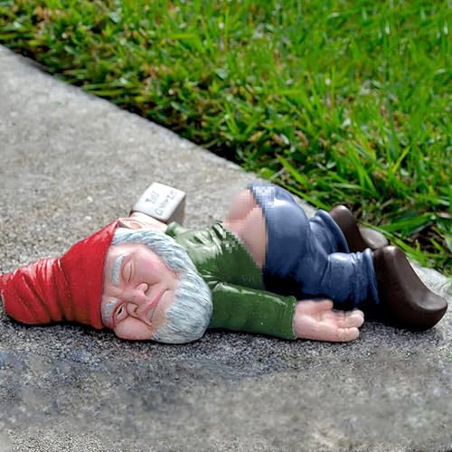 SXFENG Garden Gnome Statue - Naughty and Funny Outdoor Ornament Indoor or Outdoor Decorations Resin Statues (Green)