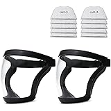 [TRIrunpdl] 2パ フェイスガード ッククリアフルセーフティフェイスシールド大人女性男性用フルフェイスマスク、調節可能で再利用可能な防曇スーパープロテクティブフェイスシールド、超軽量 草刈り用フェイスガード